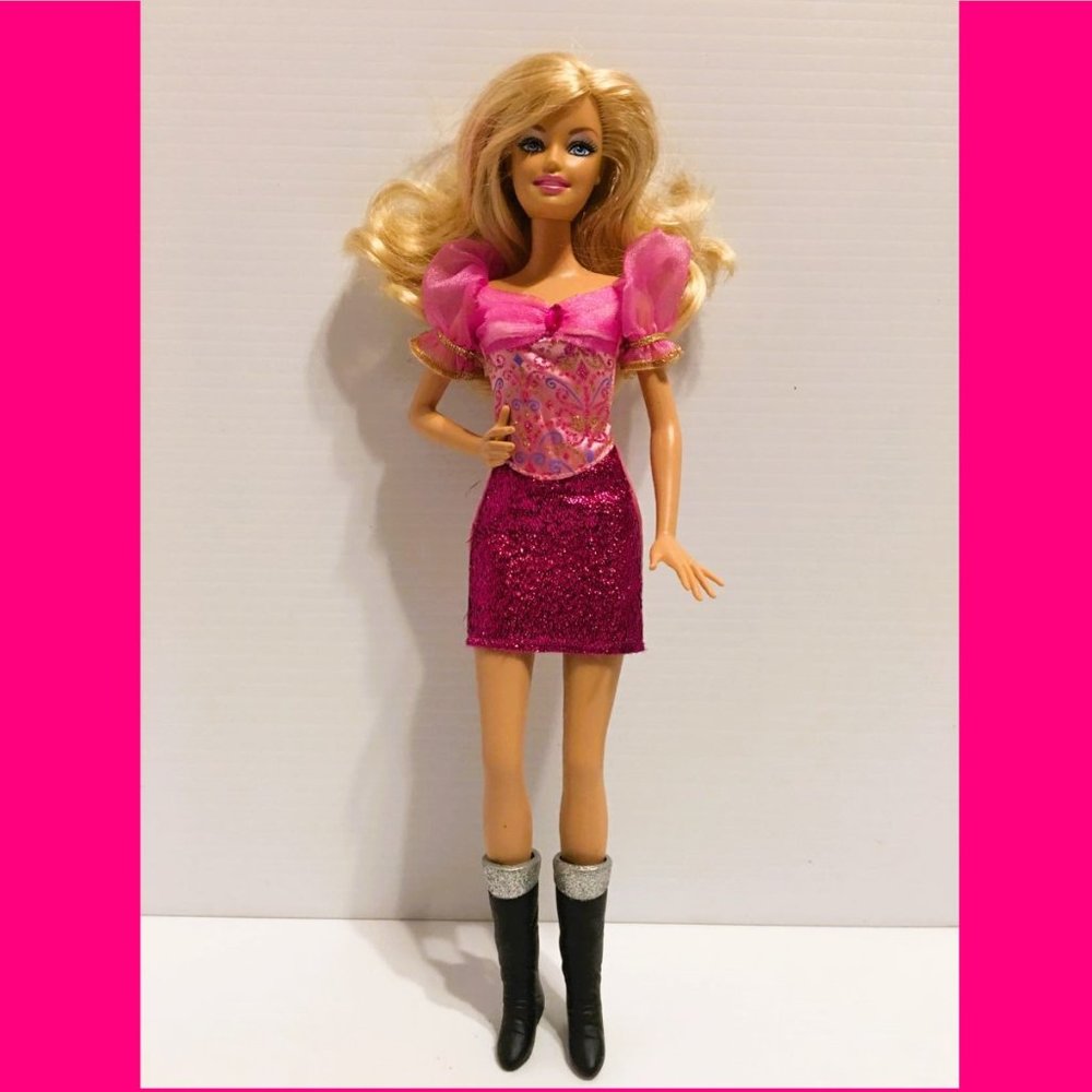 Barbie Doll Fashionista Pink Glitter Mini Dress Head 1998 Body 2009 12 inch
